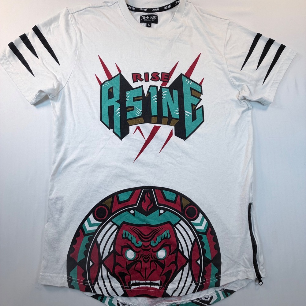 RS INE 10PM New York Rise Resine Graphic Tee Large White Side Zip Streetwear
